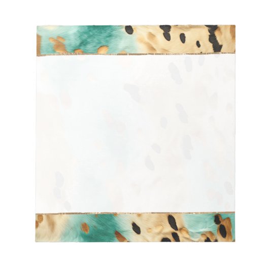 金ゴールドターコイズブラックアニマルプリント ノートパッド (正面)