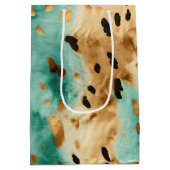 金ゴールドターコイズブラックアニマルプリント ミディアムペーパーバッグ (裏面)