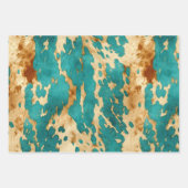 金ゴールドターコイズブラックアニマルプリント ラッピングペーパーシート (正面2)