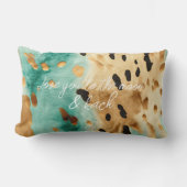 金ゴールドターコイズブラックアニマルプリント ランバークッション (正面)
