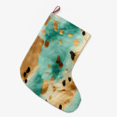 金ゴールドターコイズブラックアニマルプリント ラージクリスマスストッキング (正面 (吊り時))