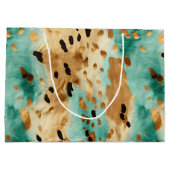 金ゴールドターコイズブラックアニマルプリント ラージペーパーバッグ (裏面)