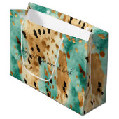 金ゴールドターコイズブラックアニマルプリント ラージペーパーバッグ (正面アングル)