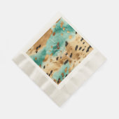 金ゴールドターコイズブラックアニマルプリント 縁ありランチョンナプキン (角)