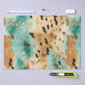 金ゴールドターコイズブラックアニマルプリント 薄葉紙 (クラフト)