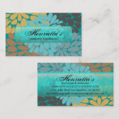 金ゴールドターコイズ抽象芸術フローラファインアート 名刺 (正面/裏面)