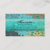 金ゴールドターコイズ抽象芸術フローラファインアート 名刺 (裏面)