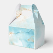 金ゴールドターコイズ抽象芸術モダン名結婚の フェイバーボックス (裏面サイド)