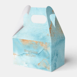 金ゴールドターコイズ抽象芸術モダン名結婚の フェイバーボックス