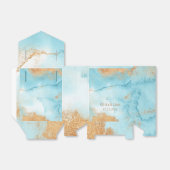 金ゴールドターコイズ抽象芸術モダン名結婚の フェイバーボックス (折り畳みなし)