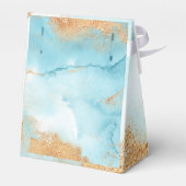 金ゴールドターコイズ抽象芸術モダン名結婚の フェイバーボックス (裏面サイド)