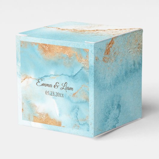 金ゴールドターコイズ抽象芸術名スクモダンリ結婚プト フェイバーボックス (正面サイド)