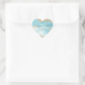 金ゴールドターコイズ抽象芸術名日付エレガントな結婚式 ハートシール (バッグ)