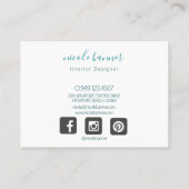 金ゴールドターコイズ抽象芸術水色 名刺 (裏面)