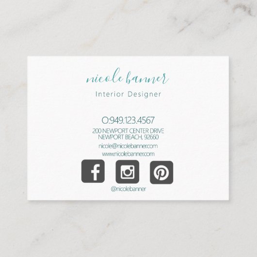 金ゴールドターコイズ抽象芸術水色 名刺 (裏面)