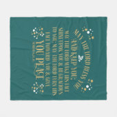 金ゴールドターコイズ賛美の数値聖なる書物、 経典祈りの言葉 フリースブランケット (正面(横))