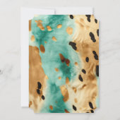 金ゴールドターコイズ黒動物誕生日 招待状 (裏面)