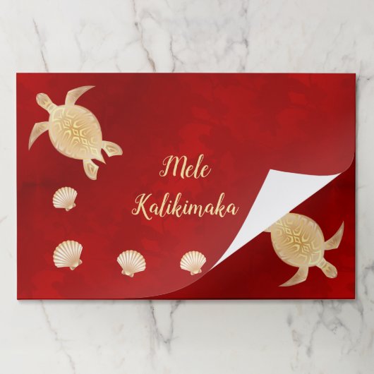 金ゴールドタートルズメレカリキマカハワイアンレッド ペーパーパッド (折り畳み)