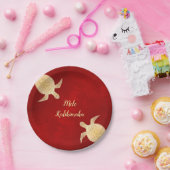 金ゴールドタートルズメレカリキマカハワイアンレッド ペーパープレート (パーティー)