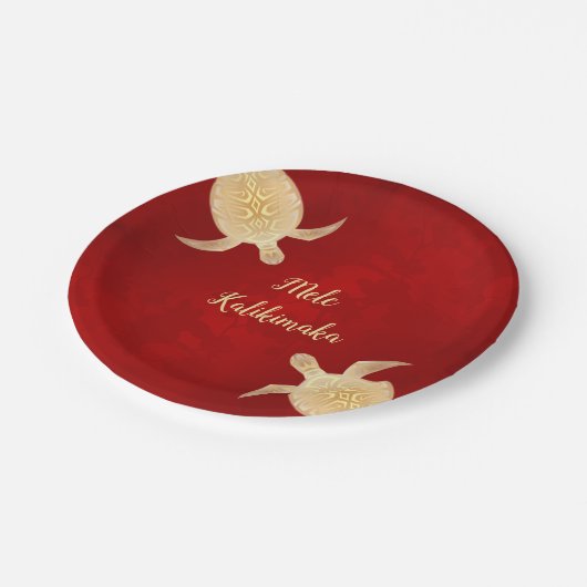 金ゴールドタートルズメレカリキマカハワイアンレッド ペーパープレート (アングル)