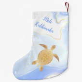 金ゴールドタートルトライバルブルーマーブルメルカリキマカ スモールクリスマスストッキング (裏面)