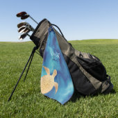 金ゴールドタートルブルーウォーターカラーモノグラムビーチ ゴルフタオル (グリーン)