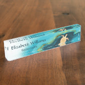 金ゴールドタートルブルー水彩沿岸 デスクネームプレート (側面)