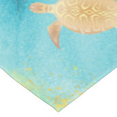 金ゴールドタートルホワイトティール（緑がかった色）インクメレカリキマカ テーブルクロス (アングル)