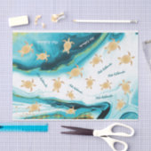 金ゴールドタートルホワイトティール（緑がかった色）インクメレカリマカ 薄葉紙 (クラフト)