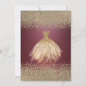 金ゴールドダイアモンズドレスダークブルゴーニュブライダルシャワー 招待状 (裏面)