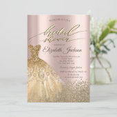 金ゴールドダイアモンズドレスバラ金ゴールドブライダルシャワー 招待状 (スタンド正面)