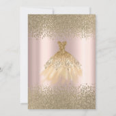 金ゴールドダイアモンズドレスバラ金ゴールドブライダルシャワー 招待状 (裏面)