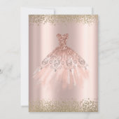 金ゴールドダイアモンズドレスバラ金ゴールドブライダルルンチョン 招待状 (裏面)