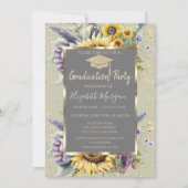 金ゴールドダイアモンズヒマワリ花卒業 招待状 (正面)