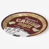 金ゴールドダイアモンズブルガンディカジノナイトパーティー ペーパープレート (アングル)