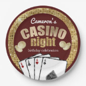 金ゴールドダイアモンズブルガンディカジノナイトパーティー ペーパープレート (正面)