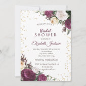 金ゴールドダイアモンズブルゴーニュフローラブライダルシャワー 招待状 (正面)