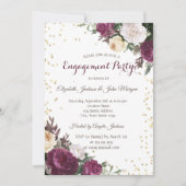 金ゴールドダイアモンズブルゴーニュフローラ婚約 招待状 (正面)