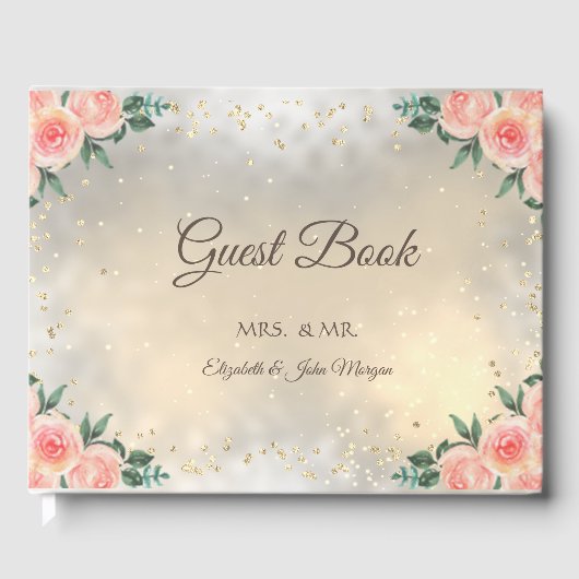 金ゴールドダイアモンズブルゴーニュ結婚バラ ゲストブック (正面)