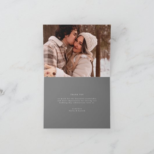 金ゴールドダイアモンドグレー幾何学模様デコギャツビー結婚ズ サンキューカード (内部)