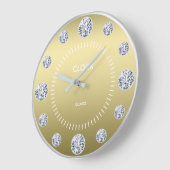 金ゴールドダイアモンドダイヤル名前をカスタムする ラージ壁時計 (傾斜)