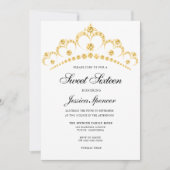 金ゴールドダイアモンドティアラスウィート16パーティー招待状 招待状 (正面)