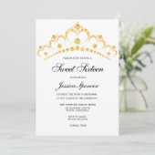 金ゴールドダイアモンドティアラスウィート16パーティー招待状 招待状 (スタンド正面)