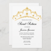 金ゴールドダイアモンドティアラスウィート16パーティー招待状 招待状 (正面/裏面)