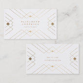 金ゴールドダイアモンドホワイトジオメトリックデコギャツビー 名刺 (正面/裏面)