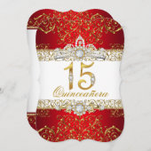 金ゴールドダイアモンドレッドグラマーキンセアニェラ招待状 招待状 (正面/裏面)