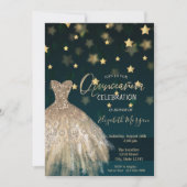金ゴールドダイヤエレガントズドレススターズキンセアニラ 招待状 (正面)