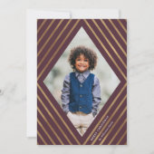 金ゴールドダイヤストライプモンドのフレーム写真クリスマス シーズンカード (正面)