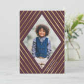 金ゴールドダイヤストライプモンドのフレーム写真クリスマス シーズンカード (スタンド正面)