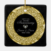 金ゴールドダイヤモンドとブラックダマスク。創立50周年 セラミックオーナメント (裏面)